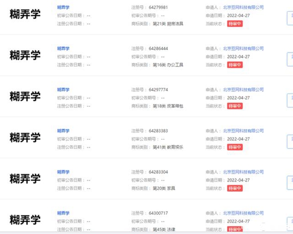 豆瓣提交多個 “糊弄學”“買房共進會”商標注冊申請